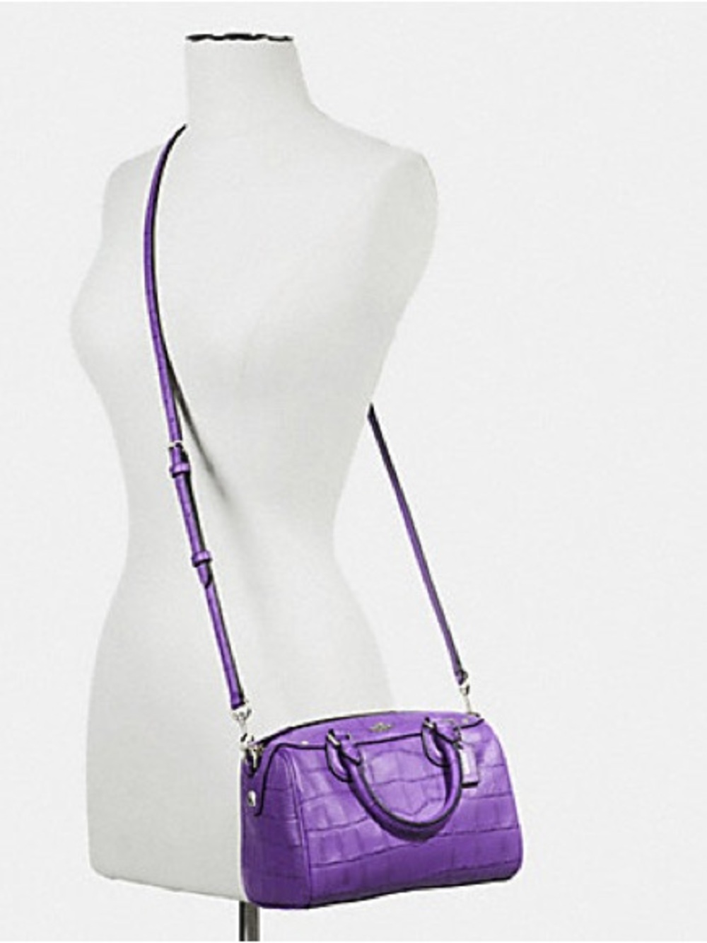 Coach Mini Bennet Croc Embossed Satchel And Dust Bag - Picture 2 of 11